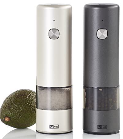 AdHoc Set elektrische aufladbare Salzmühle und Pfeffermühle i.Mill | langlebiges Keramikmahlwerk | Mahlergebnis fein bis grob | praktische LED