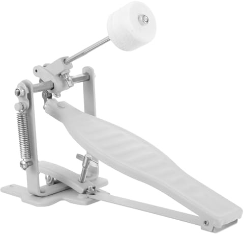 Einzelnes Bassdrum Fußpedal aus Metall für Jazz und E-drum | Übungspedal für Schlagzeugpedale, Silberne Ausführung, Zubehör für Drummer, Passend für Jazz und E-drum