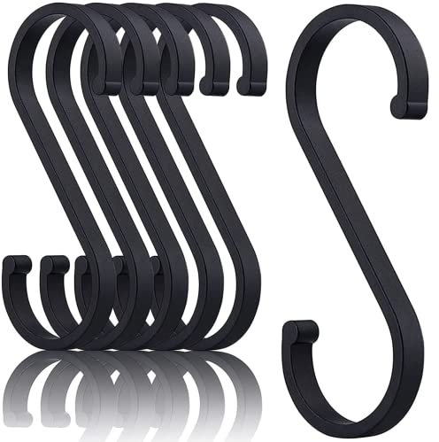 PEPAXON Lot de 20 crochets en métal en forme de S pour cuisine - En aluminium - Pour salle de bain - Noir