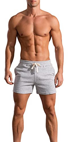 Viisendy Pro Herren Sport Shorts Baumwolle 3 Zoll Gym Training Laufshorts Casual Tunnelzug Shorts mit Taschen