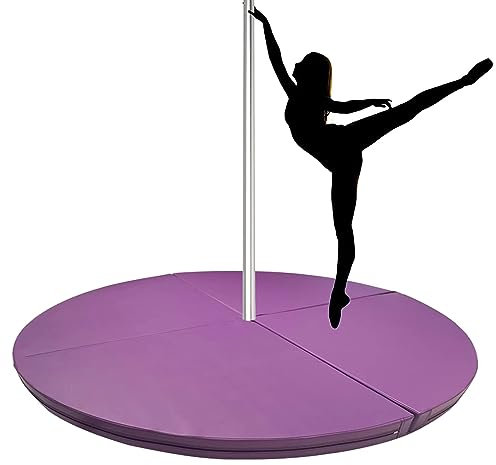 Pole Matte Stangenmatten für Boden rund, Falten tragbar Pole Dance Crash-Matte Kreisförmig, Yoga-Übungsmatten Tanzendes Kissen für Zuhause/Studio, Lila ( Color : 130cm/4.3ft/51in , Size : Thick 3cm/1i