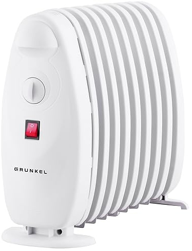 Grunkel - Radiador Eléctrico de Aceite, Bajo Consumo, Niveles de Calor Regulables con termostato. 9 Elementos eficientes, ahorro energético. Protección contra sobrecalentamiento (9 elementos 1000W)