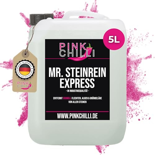 Pink Chilli 5l effizienter Terrassenfliesen & Fugen-Reiniger - intensiver Steinbodenreiniger - Balkon Bodenfliesenreiniger - Grundreiniger für Pflastersteine gegen Flechten, Algen & Grünbelag