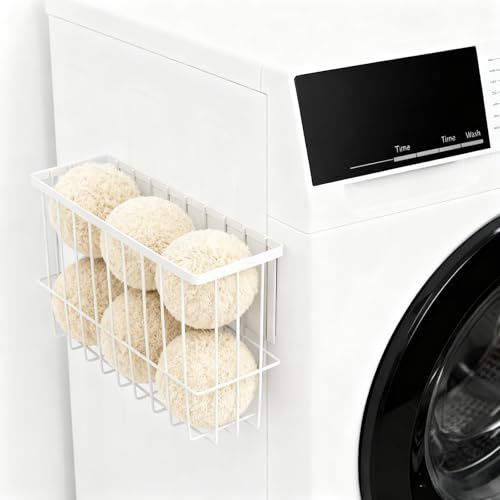 Qivine Magnetic Dryer Ball Holder Wool Dryer Ball Organizer - Strong Magnetic Grip, Space-Saving - Laundry Room Magnetic Storage Basket