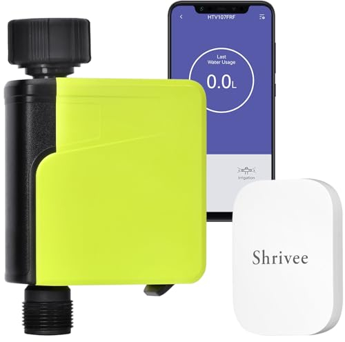 Shrivee Computer per irrigazione, timer automatico intelligente per l'irrigazione, timer dell'acqua WiFi per l'irrigazione del prato, con APP e monitoraggio del consumo d'acqua, per il giardino