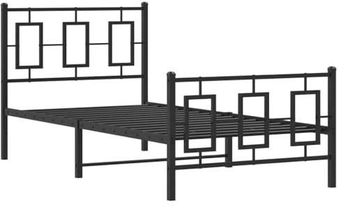 vidaXL Bettgestell mit Kopf- und Fußteil Metall Schwarz 90x200 cm