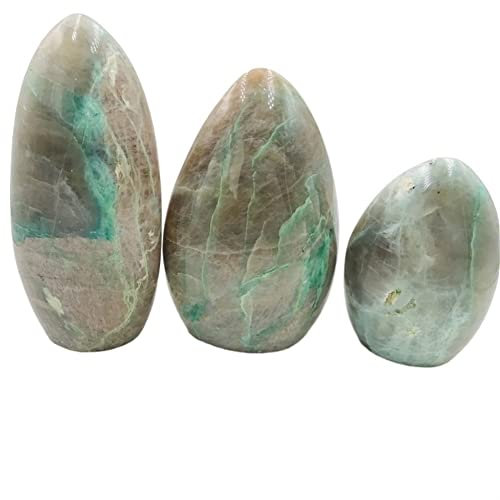 IDUTQUMW Cristallo Naturale 1pc Pietra di Luna Verde Lucida Naturale a Forma Libera Pietra di Cristallo in Piedi for la Decorazione Domestica