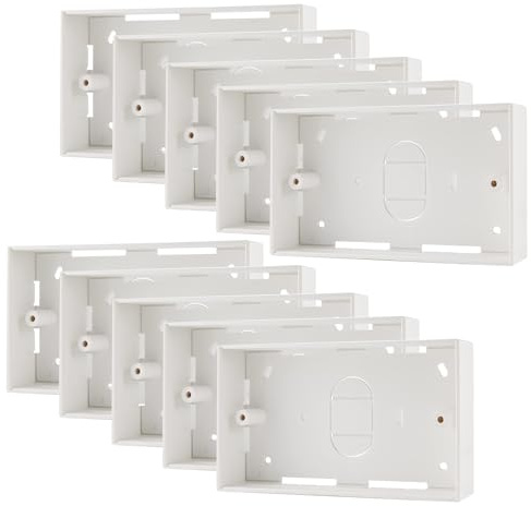 rhinocables Ethernet Back Box for Faceplate, Fits Wall Plate for Ethernet Cable Networking Sockets Surface Mount Box (10 PACK, 32mm)