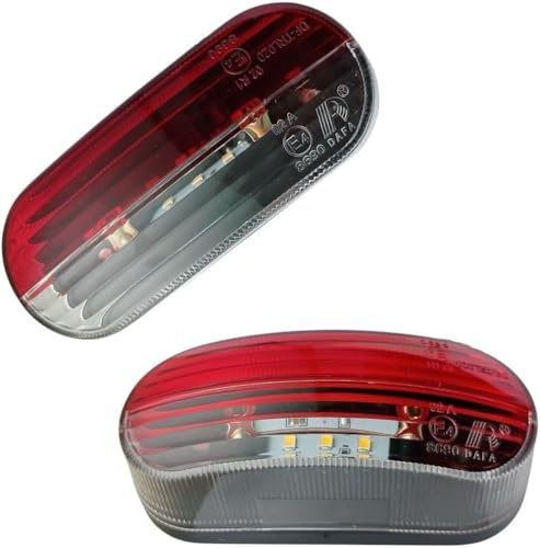 2 x LED Seitenmarkierungsleuchten Positionleuchten Begrenzungsleuchten Rot Weiss Satz Links Rechts für PKW LKW Wohnwagen Wohnmobil 12V 24V E-Prüfzeichen