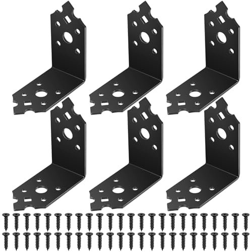 6 Pezzi Staffe per Mensole Pesanti, Staffa per Mensola a Muro, Supporti per Mensole L a Parete, Supporto Reggimensole da Muro Nero Retrò, Angolo Supporto per Scaffale, 80x80x40mm