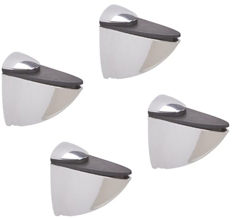 HOOZ 4x Regal-Halter Glasbodenträger verchromt - Stabile Regalhalterung für Glas- und Holzböden - inkl. Montagematerial - Wandkonsole aus Metall - Regalträger in verschiedenen Größen (M)