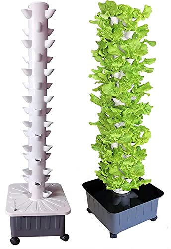 Kit Sistema di Coltivazione Idroponica Torre Verticale - 15 Strati, 45 Siti di Piante, Pompa e Serbatoio Mobile - Coltiva Erbe e Piante in Casa con Facilità