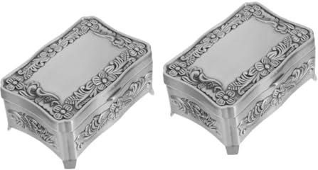 SOIMISS 2 Pièces Boîte À Bijoux En Métal Ornements Vintage Porte-Bijoux Ouvre-Boîte Décoratives Électriques Ornements Conteneur De Stockage De Bijoux Étui Organisateur