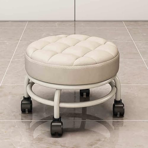 Osmanische Fußstütze, Fußhocker aus Leder, großer Sitz unter der Fußstütze des Schreibtischs, drehbarer Rollstuhl mit stabilen Rädern, osmanischer Hocker, einfacher Besprechungsstuhl(Wit)