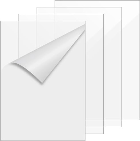 SOUJAP 4 Pcs A3 Plastic Clear Acrylic Sheet, 3mm Transparent Acrylic Board Panel for Display Picture Frame Painting, 420 x 297mm