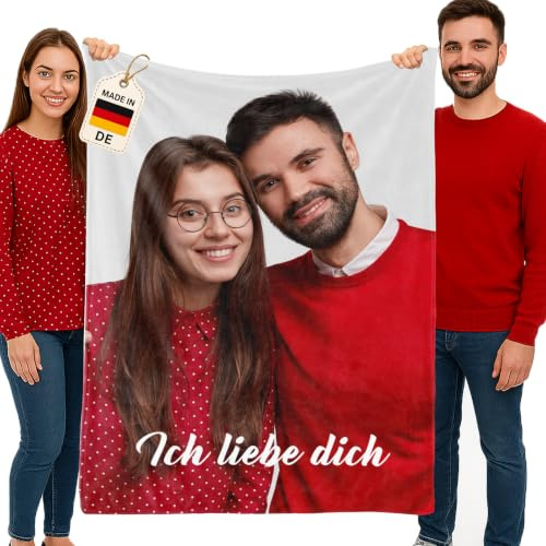Dr Custom Personalisierte Decke Mit Foto Und Wunschtext, Kuscheldecke | Fotodecke Selbst Gestalten, 180g Leicht Und Atmungsaktiv, Klarer Druck, Geschenk Für Familie, Maschinenwaschbar