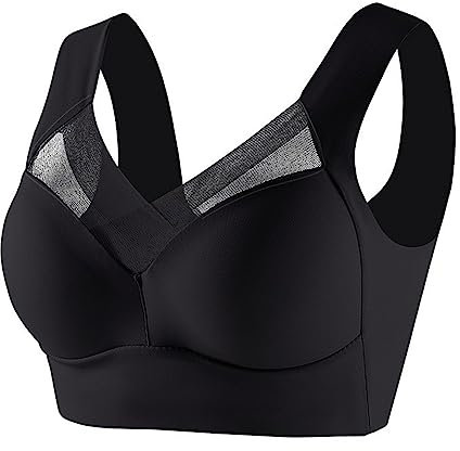 Celucke Bras for Women, Women Sports Bra Seamless Comfortable Soft Breathable Ladies Lace Bras, Solid Color Padded Tops Underwear Yoga Fitness Exercise, Push Up Full Coverage Black