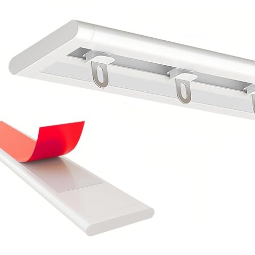 CMJYMX Selbstklebende Gardinenschiene Ohne Bohren Vorhangstangen Vorhangschienen Aluminium Gardinen Für Gardinenschiene, Deckengardinenschiene Deckenschiene Für Raumteiler(White,4.6FT/140CM)