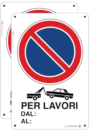 Cartello Passo Carrabile Rimozione forzata Segnaletica - 20x30cm 100% Made in Italy - 2 Pz Plastica Resistente UV Impermeabile