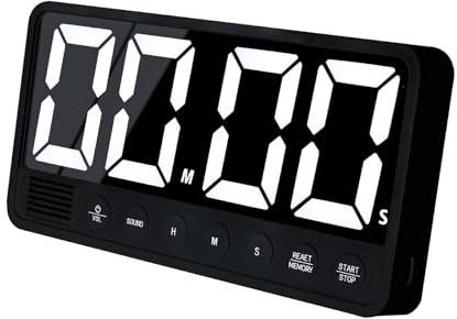FCXJTU Digitaler Küchentimer – 7,1 Zoll großes LED Display, magnetisch, wiederaufladbar, Countdown Timer mit 6 Alarmen, 4 Lautstärkestufen für Kochen, Klassenzimmer, Büro, Fitness (Schwarz)