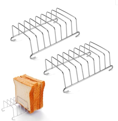 2 pezzi di Griglia per Pane in Acciaio Inossidabile,Griglia Per Toast Per Friggitrice Ad Aria, Argento Toast Porta Pane, Griglia per Pane, supporto per pane tostato per uso domestico, ristoranti
