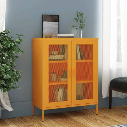 Woonisher Lagerschrank Senfgelb 80x35x101,5 cm Stahl kommoden & sideboards allzweckschrank