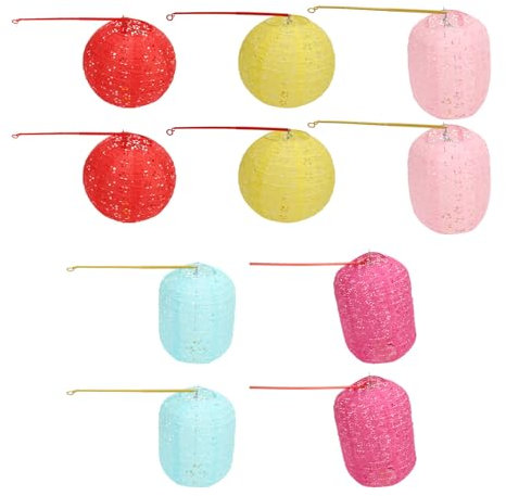 Alomejor Linterna de Papel Redondo 10 Conjuntos de Diferentes Colores Impermeables con Luces para Decoración, Linternas Chinas para la Ceremonia de Boda en Eventos Gratuitos