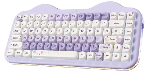 YUNZII C75 75% Kabelloses Mechanisch Gaming Tastatur (Lila, Candy Switch) | BT5.0/2.4G/USB-C Creamy Tastatur Hot Swap NKRO,Niedliche Tastenkappen Gasket Mount mit Süße Kuchen für PC/Mac/Gaming