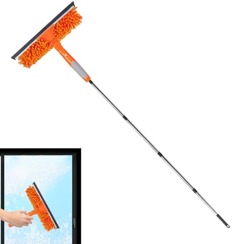 Plumeau à Long Manche pour arbustes, raclette pour vitres, Outil de Nettoyage pour enlever Les Toiles d'araignées, pour l'extérieur, Le Verre, Les Meubles, Le Toit et l'intérieur