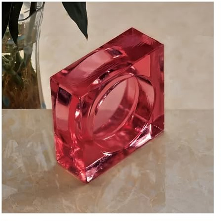 Rektangulära kristallklossar genomskinliga glasblock glasblock kristallklossar flerfärgade 15 x 15 x 5,8 cm för skiljeväggar dekorativa väggar hem kontor kommersiella utrymmen (röd)