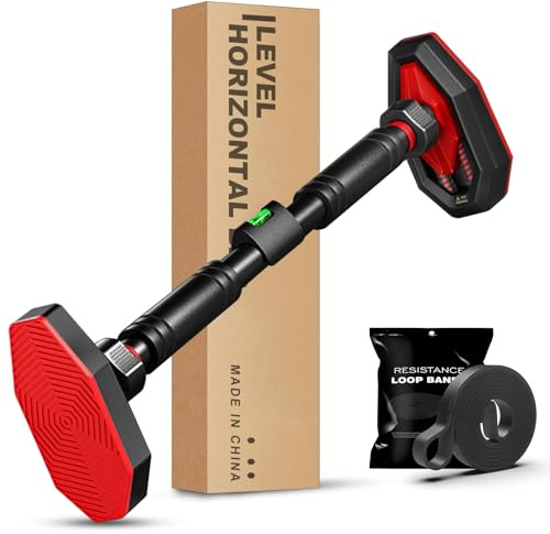 Barra per trazioni regolabile 76-100 cm senza viti – Palestra domestica Pull Up Bar in acciaio con impugnature antiscivolo, portata 200 kg, facile da installare su porte e telai – Vyranut
