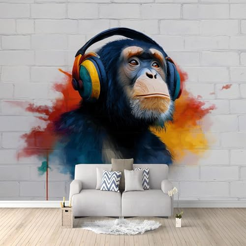 Fotomurales Gorila Animal Garabato 250x175 cm Papel Tapiz Fotográfico no tejido 3D Moderna Fondo De Pantalla Mural Decoración De Pared Sala Cuarto Oficina Salón