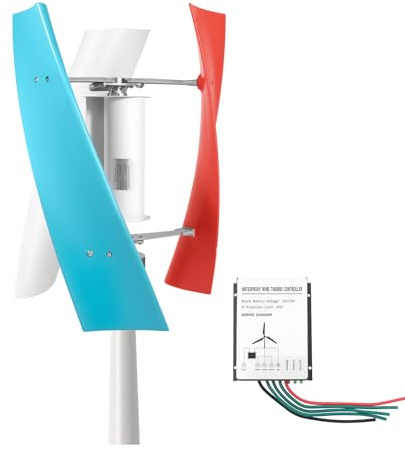 400 W Windturbine, Windkraftanlage Vertikal Komplett Set 12V Tragbare Wind Turbine Generator Kit mit 3 Blade und Controller,Garten Vertikale Windturbine