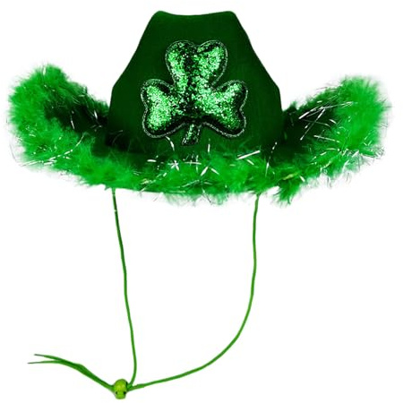 2026 St. Patrick St Patrick's Day Party Performance Props Irish Style Green Wrap Around Bucket Hat with Sequins (Green, One Size)