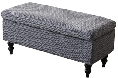 Fodera For Ottomano Elasticizzata Rettangolare Morbida Elastica Copri Panca Portaoggetti Pieghevole Poggiapiedi Lavabile Protezione For Mobili For Sgabello Rimovibile Fodere Pouf(Dark Gray,80-110cm)