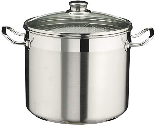 Pentola alta in acciaio inox per induzione con due settori colapasta modello Professional, diametro 240 mm