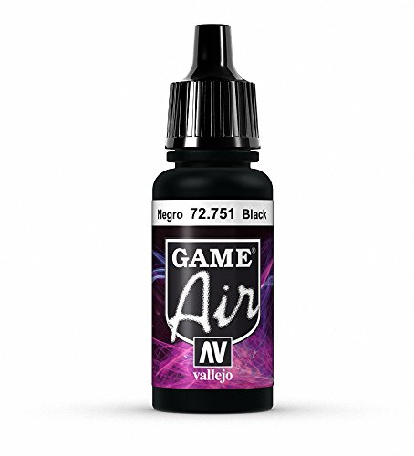 Vallejo Game Air Acrylfarbe Schwarz Matt, 18 ml. für Airbrush im Modellbau. Ideal für feine Details und gleichmäßige Farbschichten. Teil der Game Air Serie für optimale Ergebnisse.