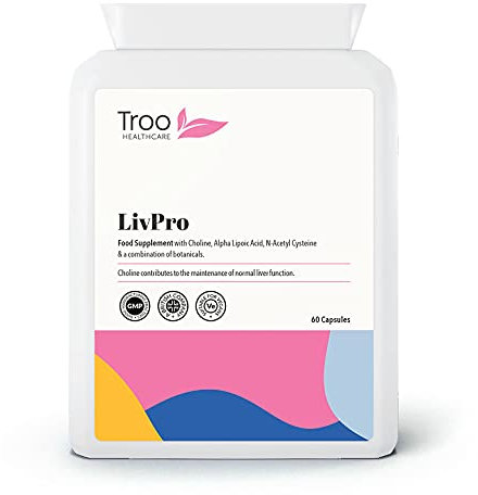 Troo Health Care LIVpro with Choline 60 Capsules - Supports The Maintenance of Normal Liver Function - Easy Swallow Daily Supplement - 2 Month Supply – Letterbox Friendly Packaging