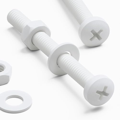 20x vis PP blanches à tête cylindrique M4 x 40mm + écrous et rondelles | Vis légères, sans corrosion, non conductrices et non magnétiques, avec empreinte en croix