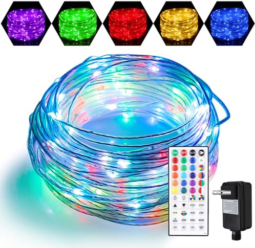 OMIKA 66FT Ultra-Thin LED Rope Lights for Outside, 24 RGB Colors +Warm White String Lights, 200 LED Permanent Outdoor Christmas Lights Waterproof Fairy Lights Plug in for Indoor Bedroom House Decor