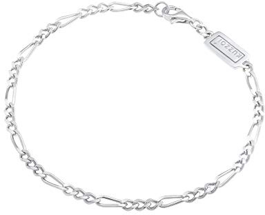 Kuzzoi Silber-Armband Herren 4 mm handgefertigtes Figaro-Armband 925 Silber | 925 Sterling Silber glänzend poliert Herren-Armband mit Karabiner breit 6 g 0201180820