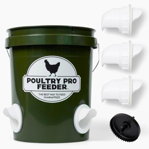 The Original Poultry Pro DIY Hühnerfutterstation | 3 Anschlüsse Geflügel-Futterspender für Hühnerstall | Verwendung für Eimer & Mülleimer | regenfest, wetterbeständig – Original Feeder 3er-Pack mit