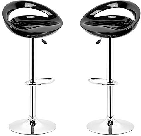 Barhocker, 2 Stück, aus ABS-Kunststoff, drehbar, Barhocker, höhenverstellbar 55 bis 75 cm, Barstühle Stehhocker Stehstuhl für Terrasse, Bar, Wohnzimmer, Frühstück (2, schwarz)