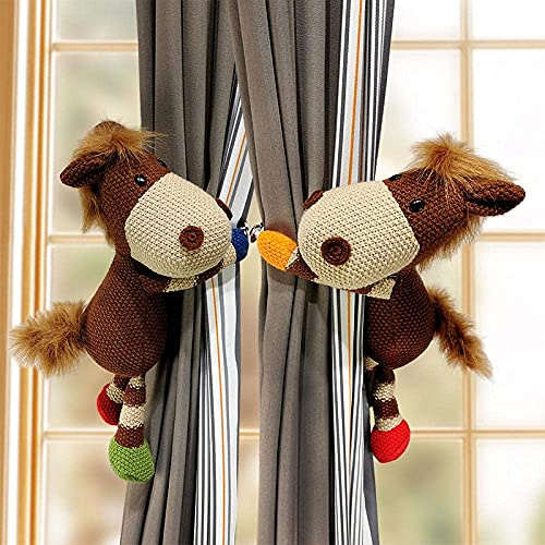 Raffhalter mit Cartoon-Vorhangschnalle, Tierriemen, Vorhanghaken, Vorhang-Clip, Raffhalter für Kinderzimmer, Fensterdekorationen (Pferd), 2 Stück