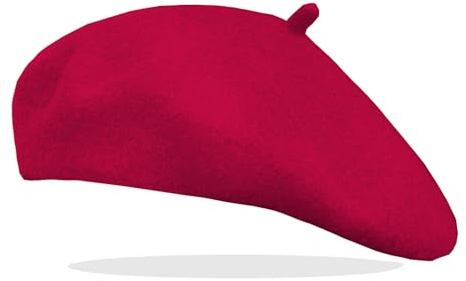 Van Der Rich ® - Klassisk fransk basker basker ull – kvinnor, Rot, En Storlek