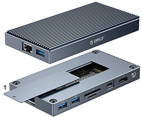 ORICO Docking Station USB C con M.2 NVMe SSD Enclosure, 9-in-1 Hub Adattatore con 100W PD, 3 Porte USB 3.1, HDMI 4K 30 Hz, TF/SD, Ethernet RJ45, Audio/Mic da 3,5 mm