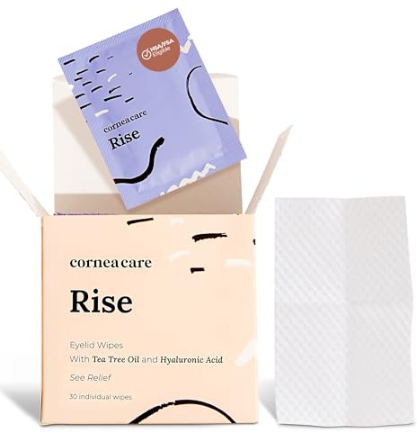 CorneaCare Rise: Eyelid Wipes | Eye Wipes for Dry Eyes | Eyelid Wipe with Tea Tree Oil & Hyaluronic Acid | Travel Ready | 30 Count