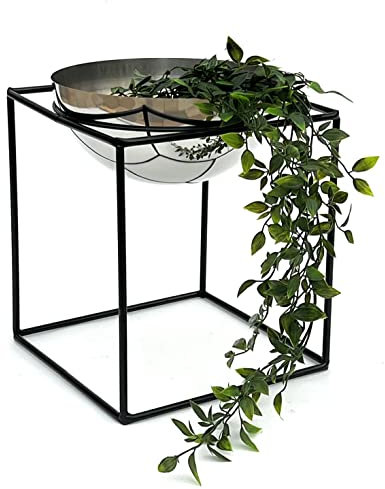 DanDiBo Blumenhocker Metall mit Topf Schwarz Silber 20-35 cm Blumenständer 96256 Blumensäule Modern Pflanzenständer Pflanzenhocker (Höhe 35 cm/L)