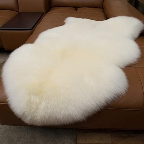 WL&ALLEN Large Sheepskin Rug Genuine Thick and Lush 3 Inch Pile，Luxury Australian Pelts |Large Sheepskin Wool Area Rugs (Single Pelt 2'6 x 3'7，Ivory White)
