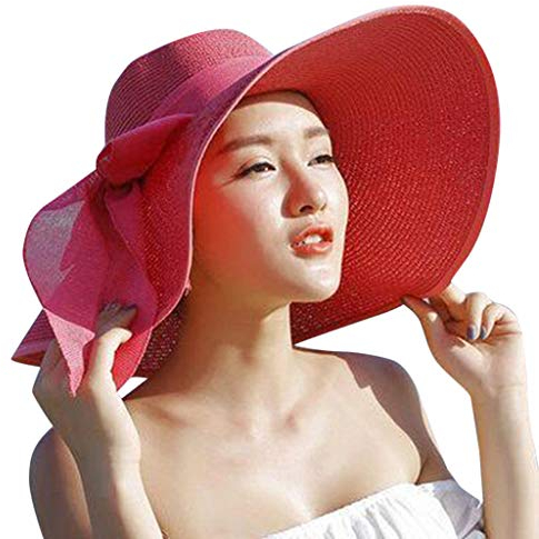 Pojkar småbarn sommar Fedora stråhatt brett brätte floppy beach sol keps visir hatt perenner solhatt, Z2 vattenmelonröd, En Storlek